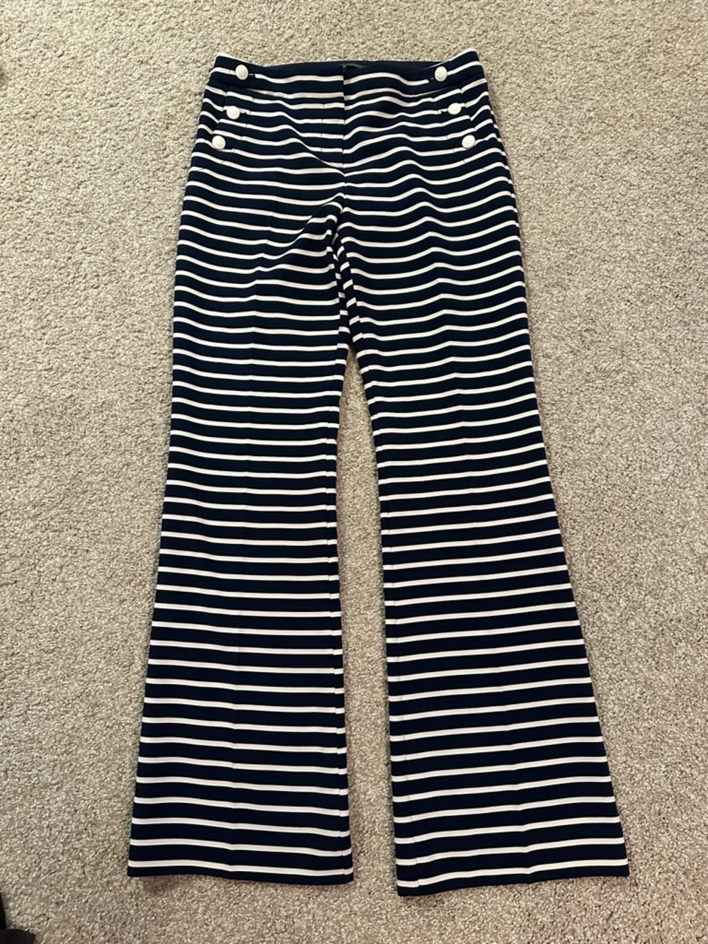 Limited Navy and White Striped Sailor Flare Pants
